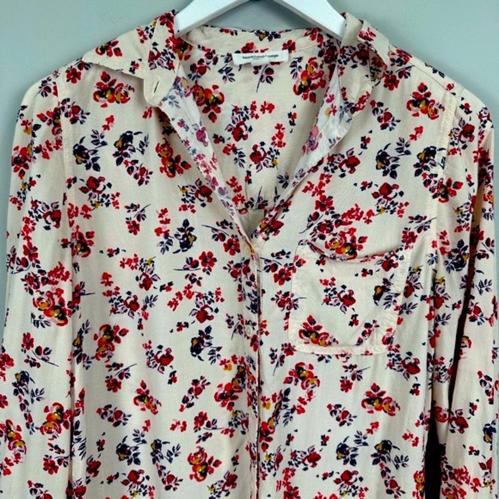 Beach Lunch Lounge Floral Button Down Top Blouse Size XS - Picture 2 of 9